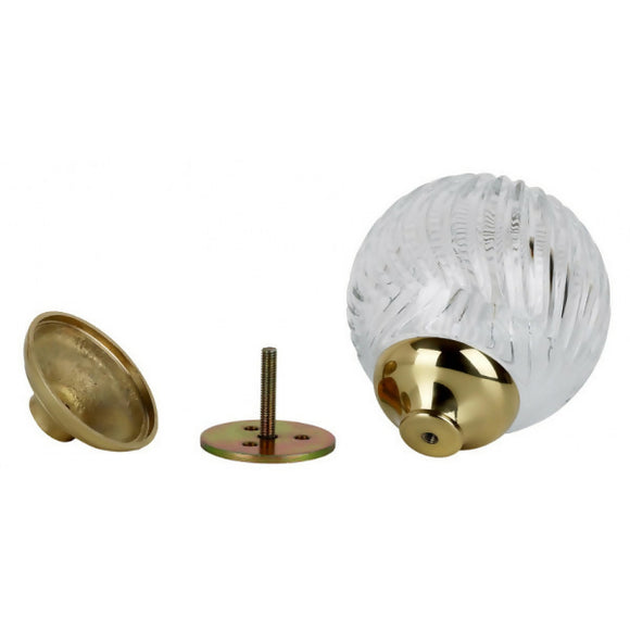 Boule de rampe haut de gamme BOWL CRISTAL – Laiton poli et cristal torsadé