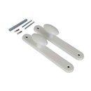 2 poignées de porte sur plaque CHIC, Sans trou pour pièce à vivre, Finition aluminium blanc RAL 9016, Entraxe standard 195 mm