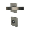 2 poignées de porte sur rosace ORION, Verrou de condamnation pour salle de bain/WC, Finition Inox 304 nickel mat