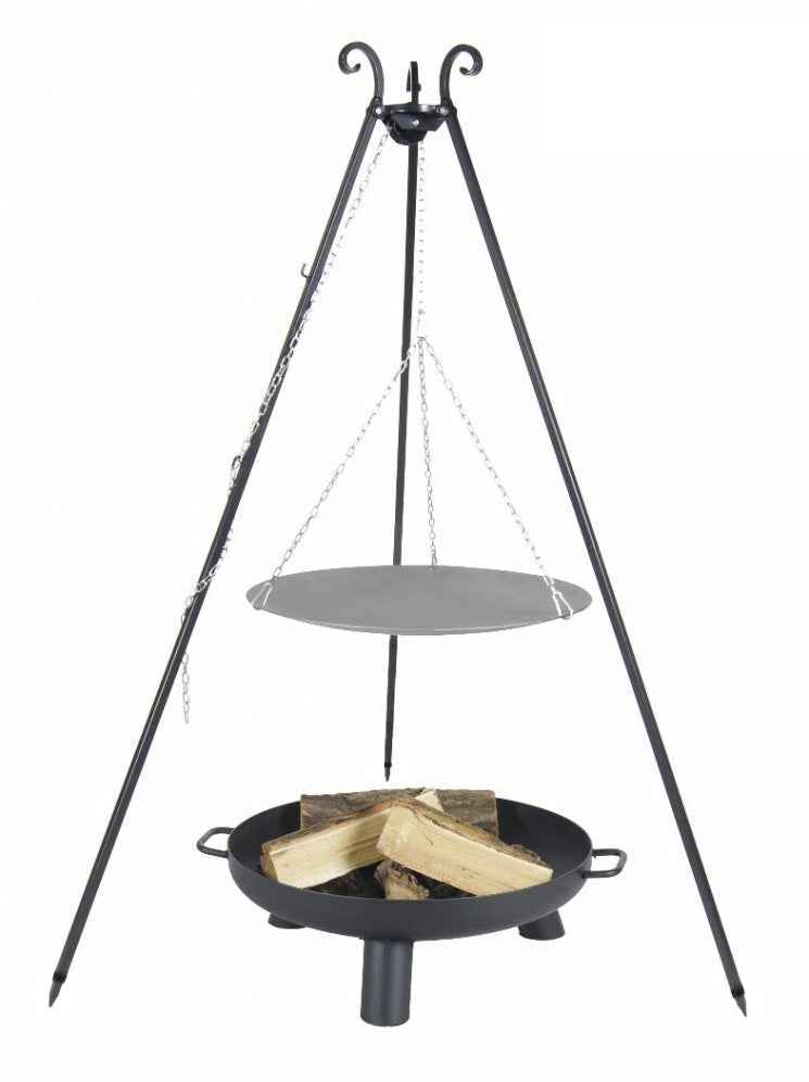 La poêle, le WOK à feu de camp spécial brasero sur trépied Ø 33 cm + Brasero BALI 70 cm clicktofournisseur.com