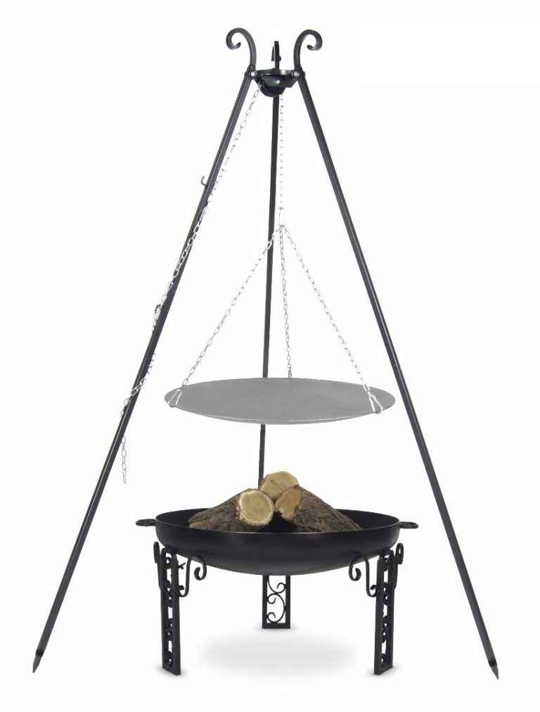 La poêle le wok à feu de camp spécial brasero sur trépied ø 33 cm + brasero fatana 70 cm - Clicktofournisseur.com