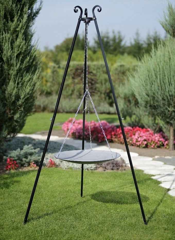 La poêle le wok à feu de camp spécial brasero sur trépied ø 33 cm - Clicktofournisseur.com