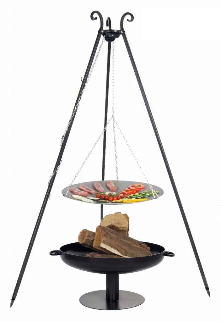 La poêle le wok à feu de camp spécial brasero sur trépied ø 46 cm + brasero fatapera 80 cm - Clicktofournisseur.com