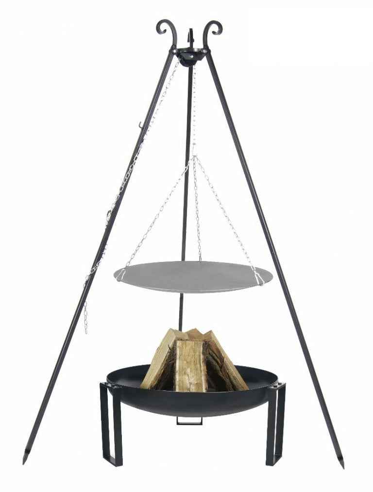 La poêle, le WOK à feu de camp spécial brasero sur trépied Ø 46 cm + Brasero TANA 60 cm clicktofournisseur.com