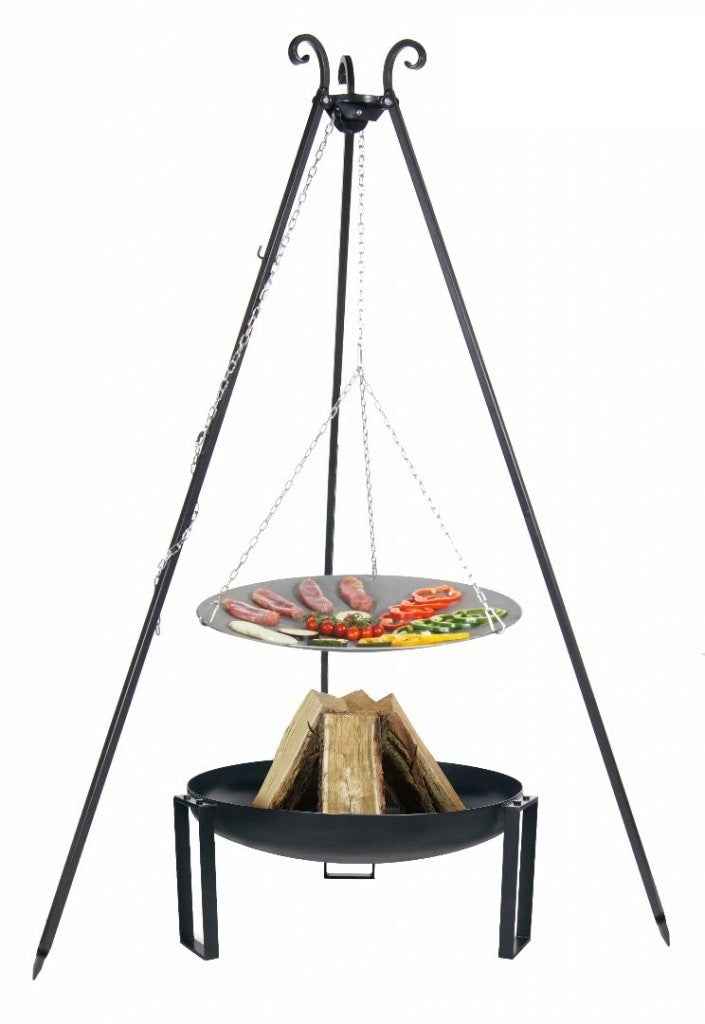 La poêle, le WOK à feu de camp spécial brasero sur trépied Ø 46 cm + Brasero TANA 60 cm clicktofournisseur.com