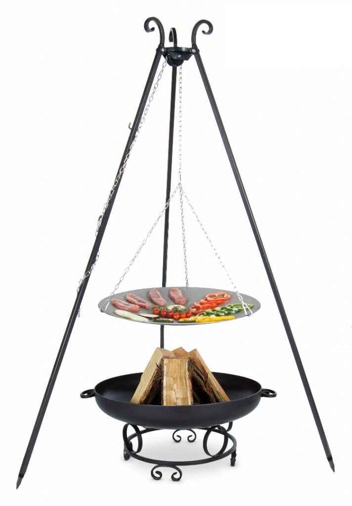 La poêle le wok à feu de camp spécial brasero sur trépied ø 56 cm + brasero maltasoa 60 cm - Clicktofournisseur.com