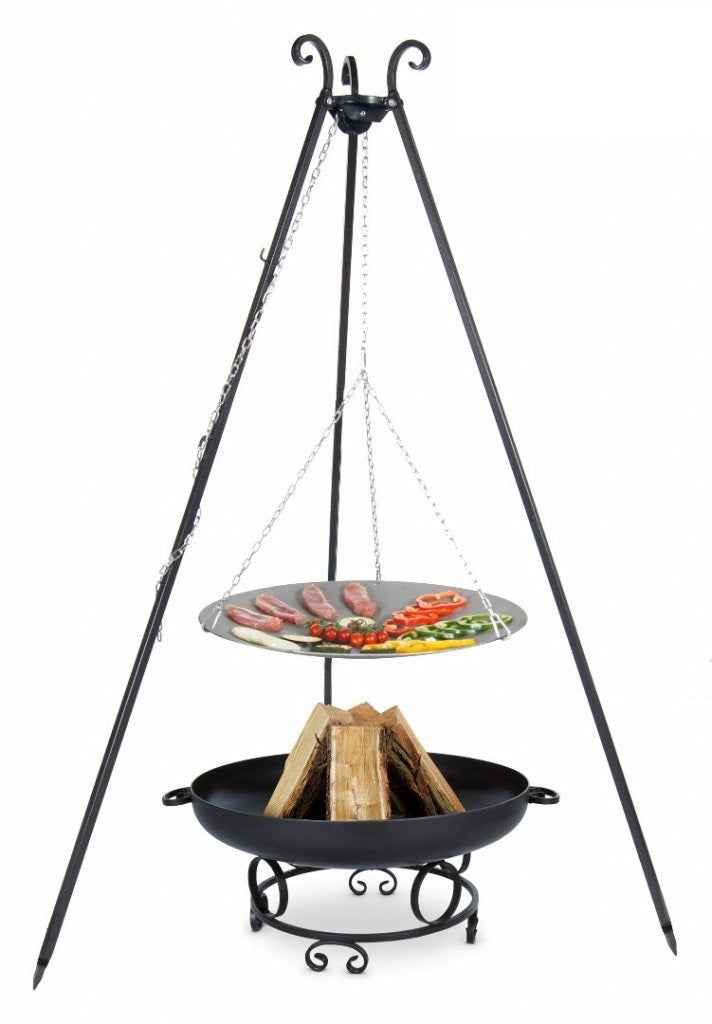 La poêle, le WOK à feu de camp spécial brasero sur trépied Ø 56 cm + Brasero MALTASOA 60 cm clicktofournisseur.com