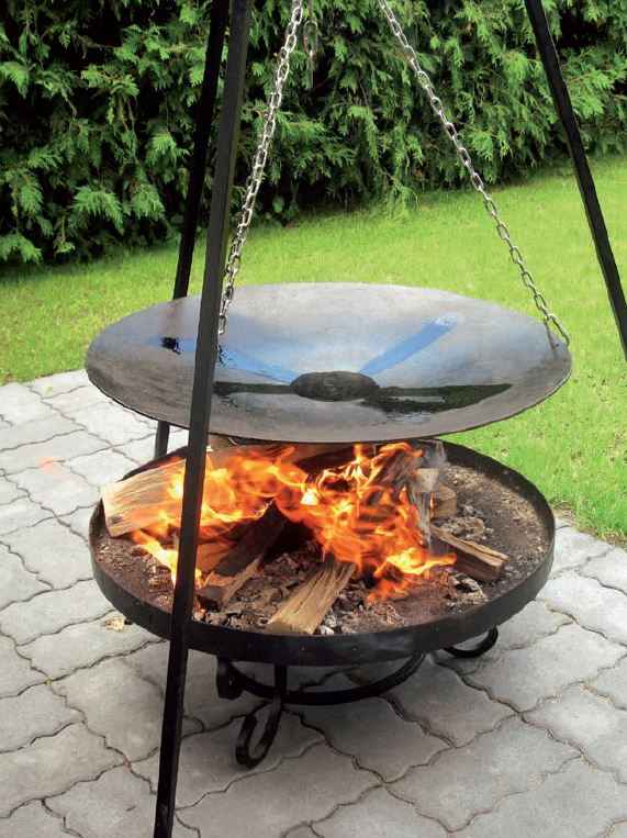 La poêle le wok à feu de camp spécial brasero sur trépied ø 56 cm + brasero maltavia 70 cm - Clicktofournisseur.com