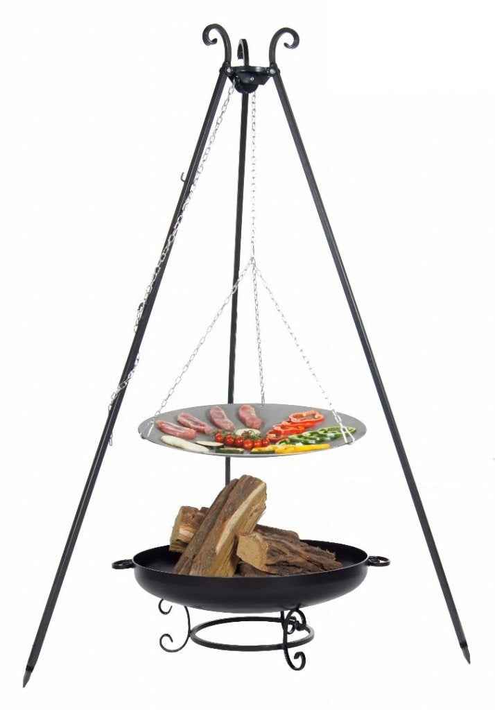 La poêle le wok à feu de camp spécial brasero sur trépied ø 56 cm + brasero maltavia 70 cm - Clicktofournisseur.com