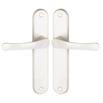 2 poignées de porte sur plaque CHAMROUSSE, Sans trou pour pièce à vivre, Finition aluminium blanc, Entraxe standard 165 mm - 0