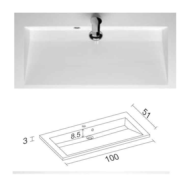 Lavabo riho elzas en céramique 100x51 h 3 cm - Clicktofournisseur.com