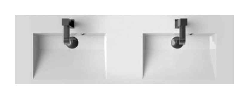 Lavabo double riho eifel en céramique 120x38 h 3 cm - Clicktofournisseur.com
