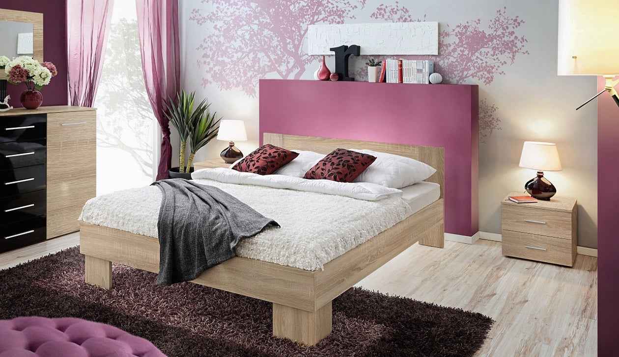 Lit pour adulte 2 places vicky ii en chêne sonoma 140x80x200 cm - Clicktofournisseur.com
