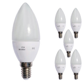 Lot de 5 ampoules led flamme e14 6w 3000k haute luminosité - Clicktofournisseur.com