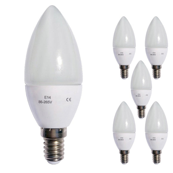 Lot de 5 ampoules led flamme e14 6w 3000k haute luminosité - Clicktofournisseur.com