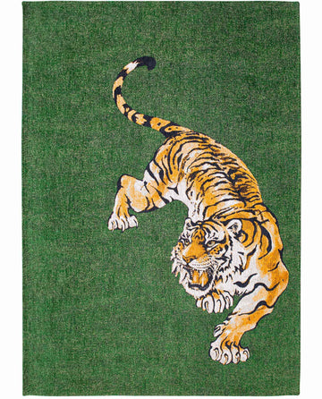 Tapis de salon et chambre tissé plat GREEN TIGER