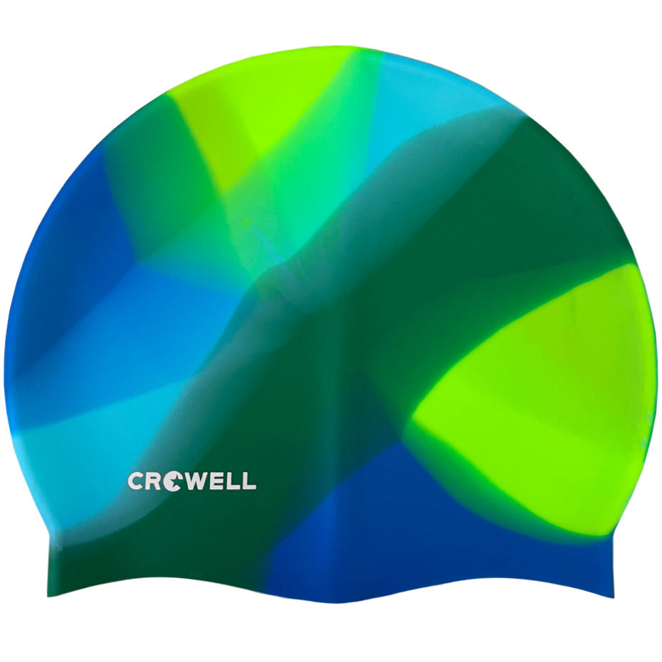 Bonnet de bain en silicone crowell multi flame vert bleu