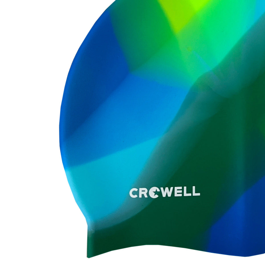 Bonnet de bain en silicone crowell multi flame vert bleu