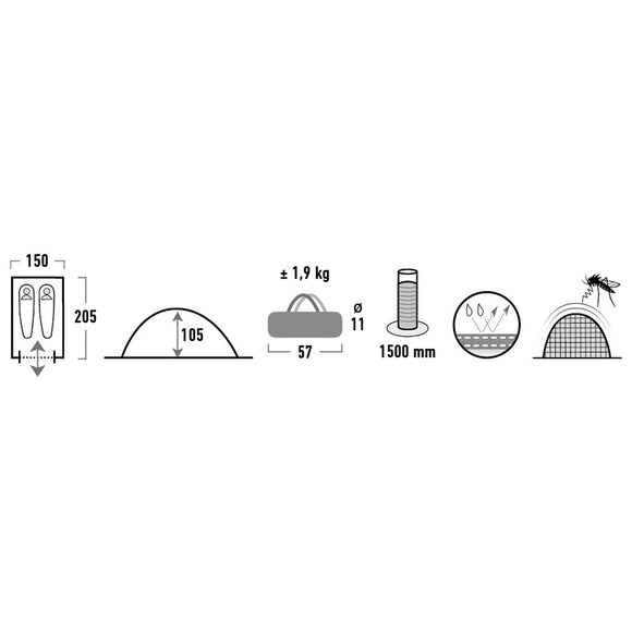 High Peak Monodome Blue, Grey Dome/Igloo tent 10159