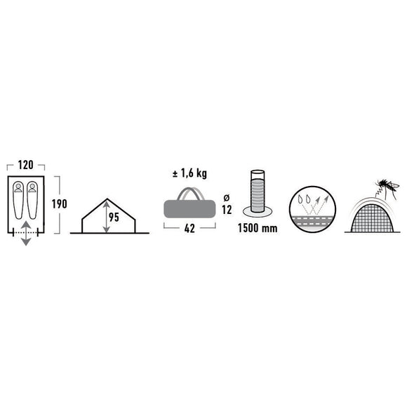 Tente high peak namiot minipack 2 2 personnes bleu vert ridge 10155