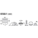 Tente High Peak Nevada 4 gris-rouge 4 personnes 10207