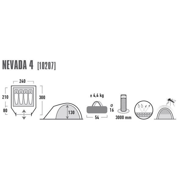 Tente High Peak Nevada 4 gris-rouge 4 personnes 10207