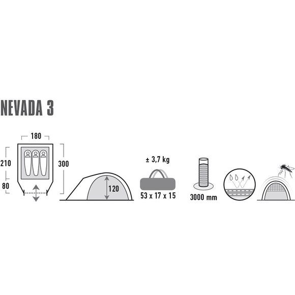 Tente dôme/igloo high peak nevada 3.0 climate protection 80 grise