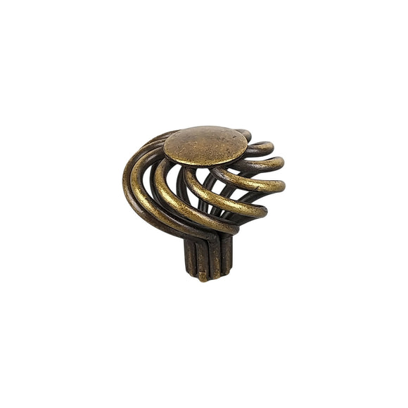 Bouton de meuble TORSADE ROND, Finition acier patiné vieilli