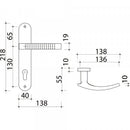 2 poignées de porte sur plaque AUDACE, Trou de cylindre - entrée - bureau, Finition aluminium nickel mat, Entraxe standard 195 mm-12