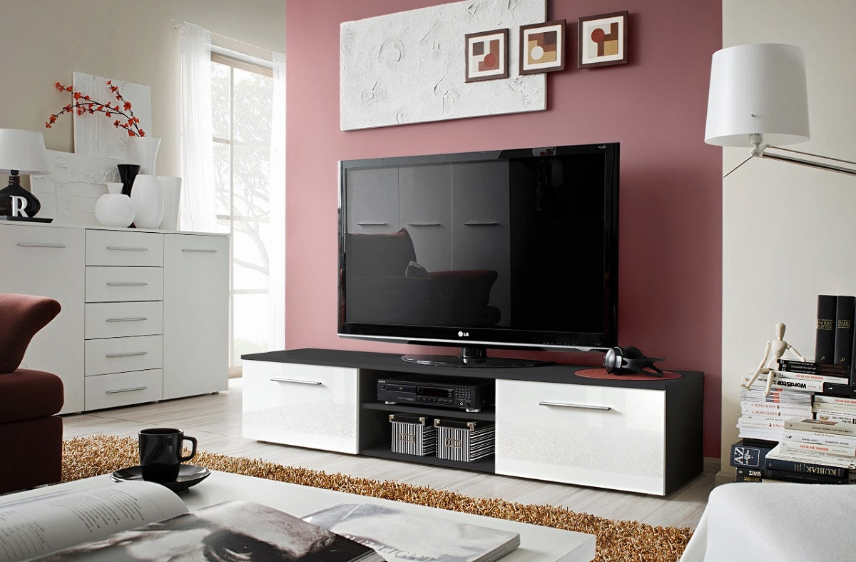 Meuble tv bern en prunier mat 120x37x45 cm - Clicktofournisseur.com
