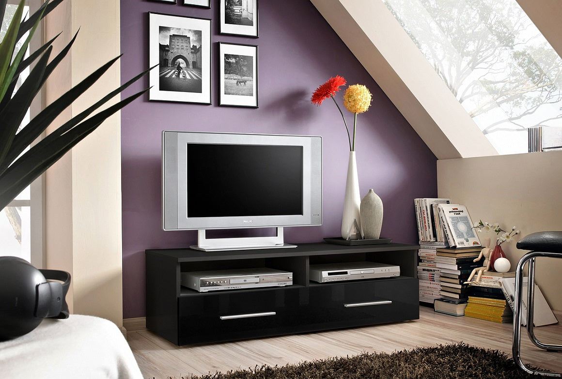 Meuble TV FLY35 à suspendre 160x30x40cm - blanc de haute brillance avec LED clicktofournisseur.com