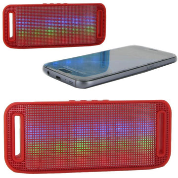 Mini haut parleur stéréo portable bluetooth lumineux et kit mains libres intégré coloris rouge - Clicktofournisseur.com
