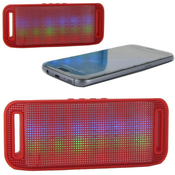 Mini haut parleur stéréo portable bluetooth lumineux et kit mains libres intégré coloris rouge - Clicktofournisseur.com