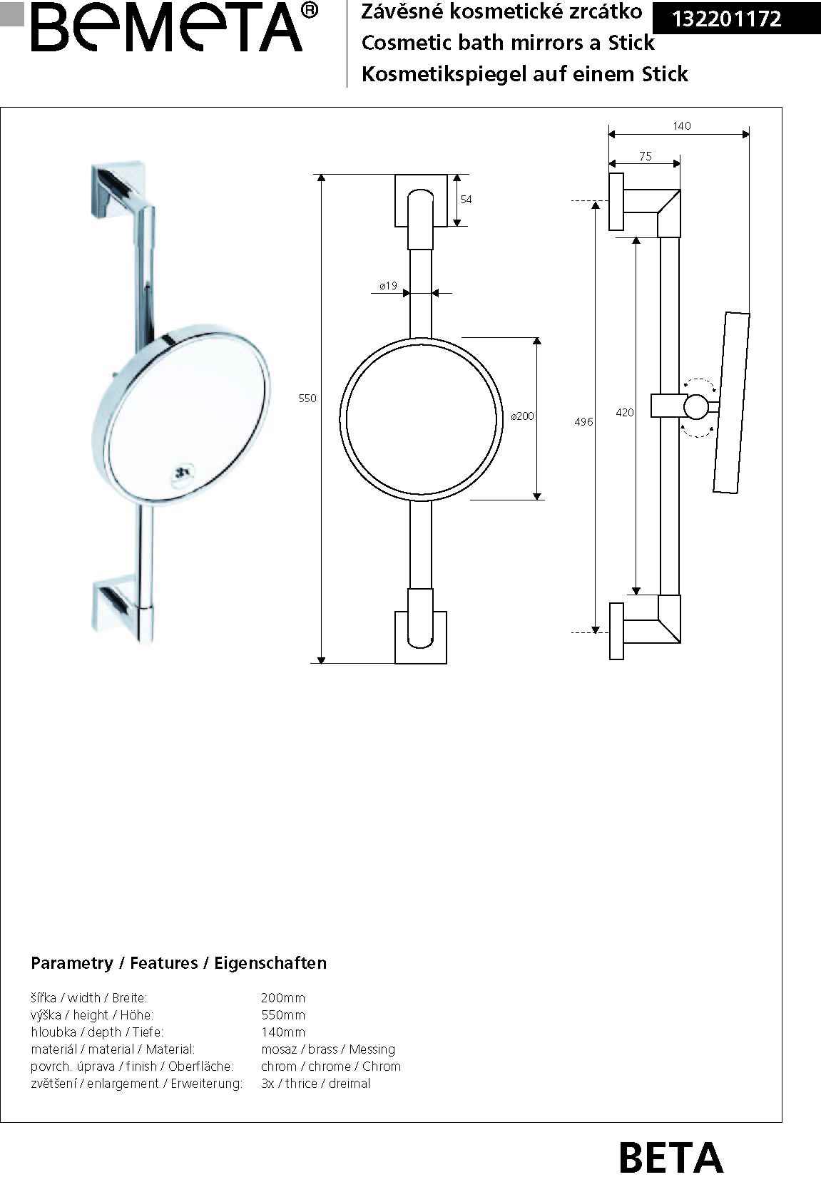 Miroir rond grossissant beta 20x 55x 14cm - Clicktofournisseur.com