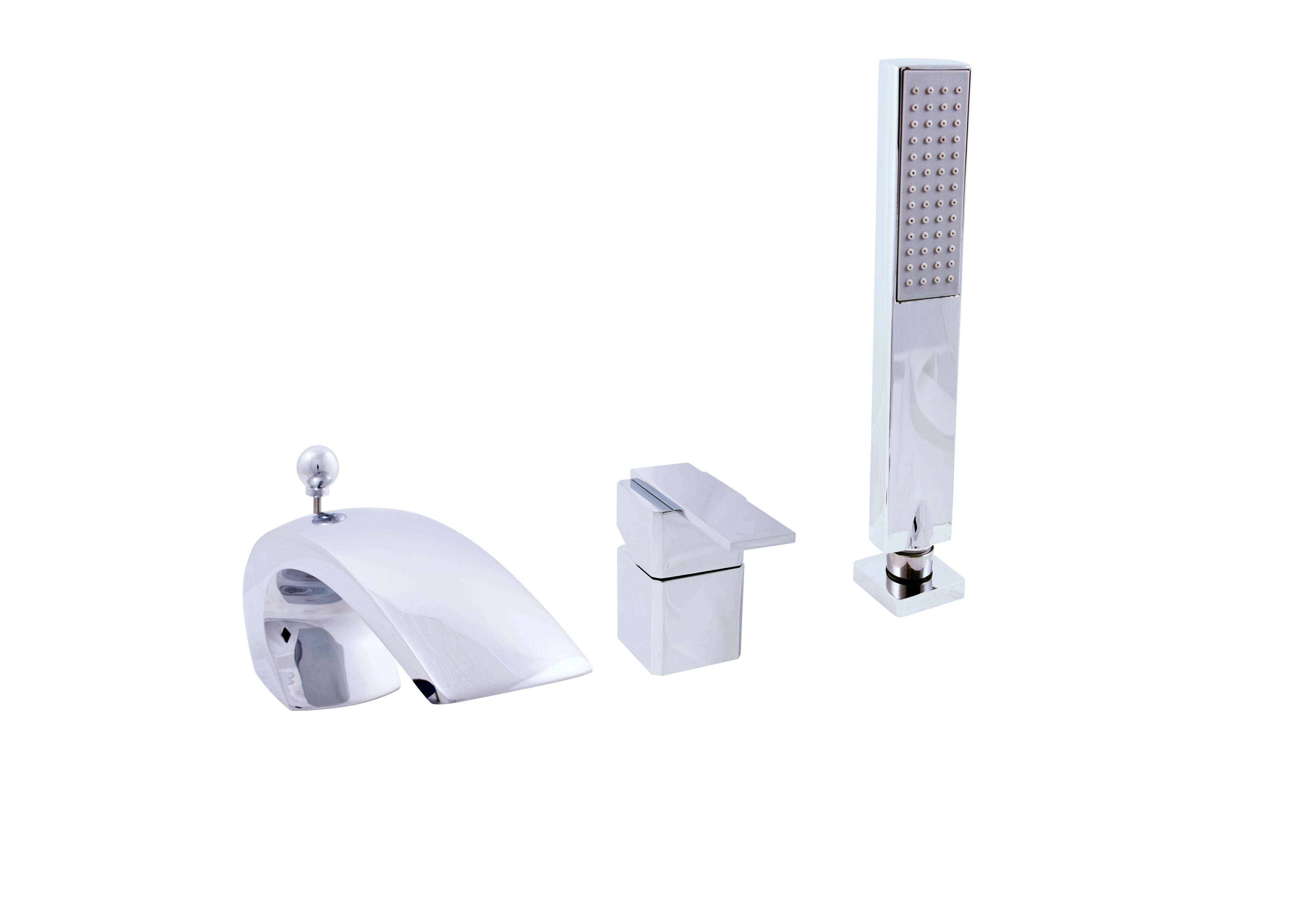 Mitigeur baignoire 3 trous lara en chrome avec inverseur - Clicktofournisseur.com