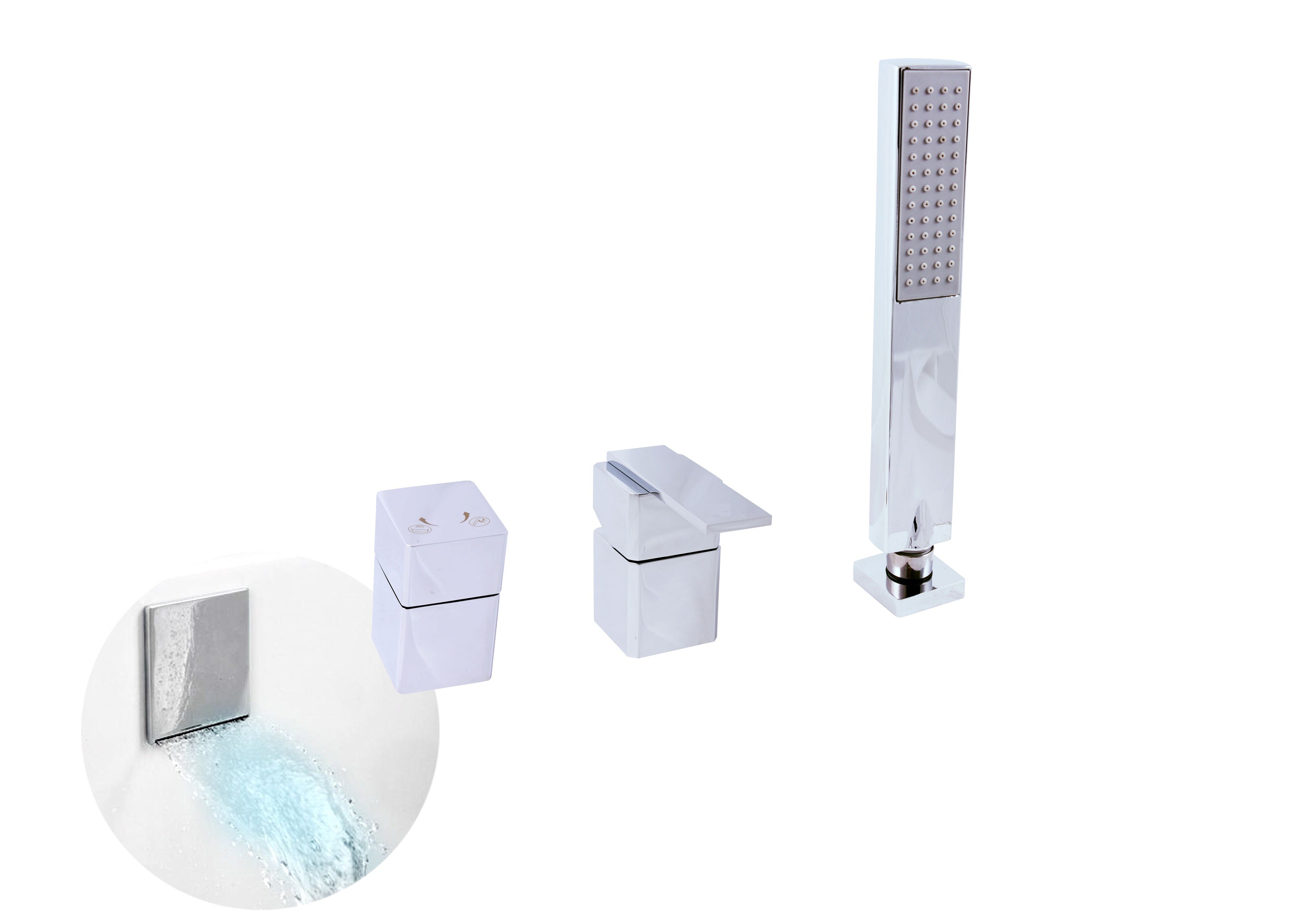 Mitigeur baignoire 4 trous loira en chrome - Clicktofournisseur.com