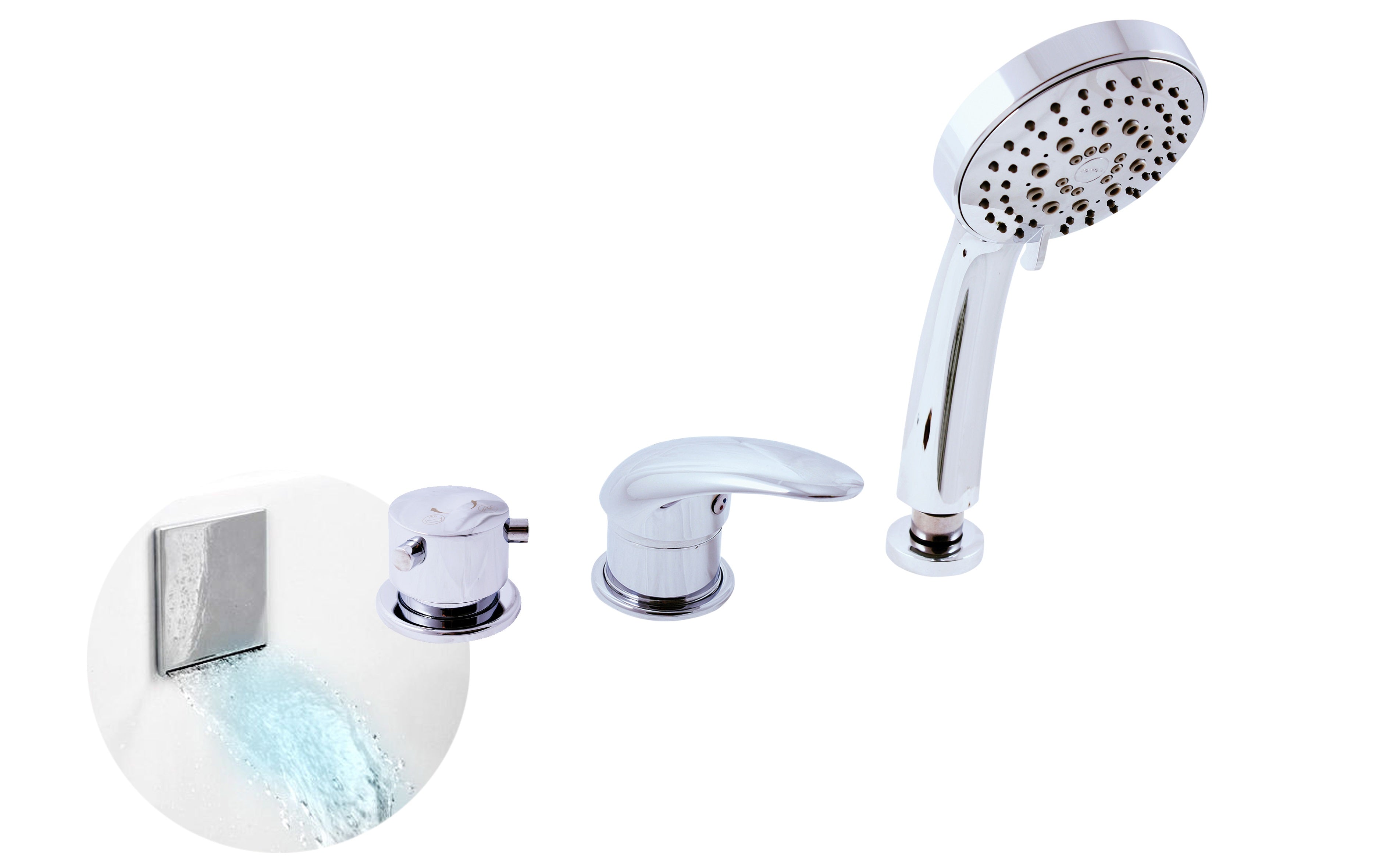 Mitigeur baignoire 4 trous en chrome clicktofournisseur.com