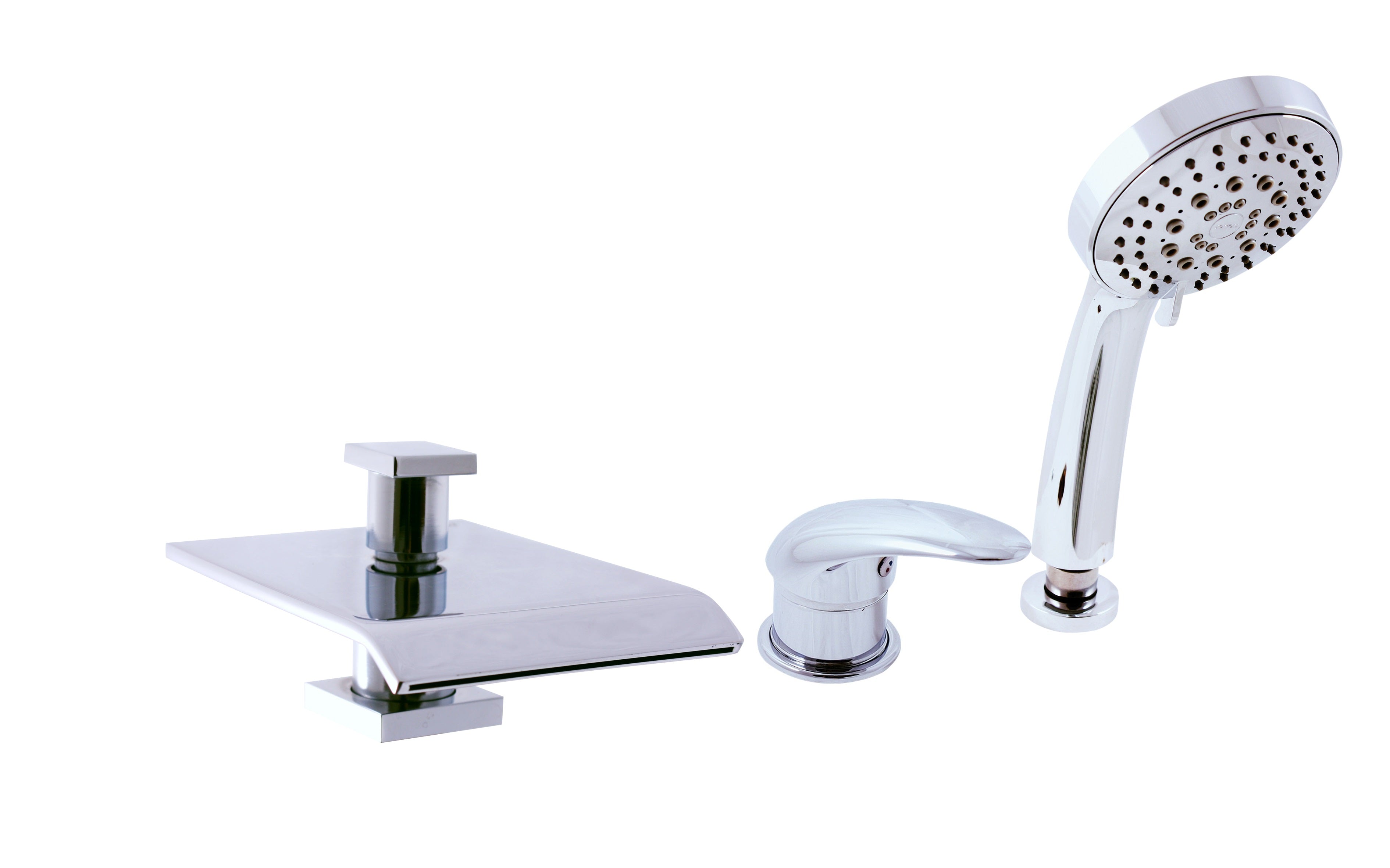 Mitigeur baignoire dunai 3 trous en chrome avec inverseur - Clicktofournisseur.com