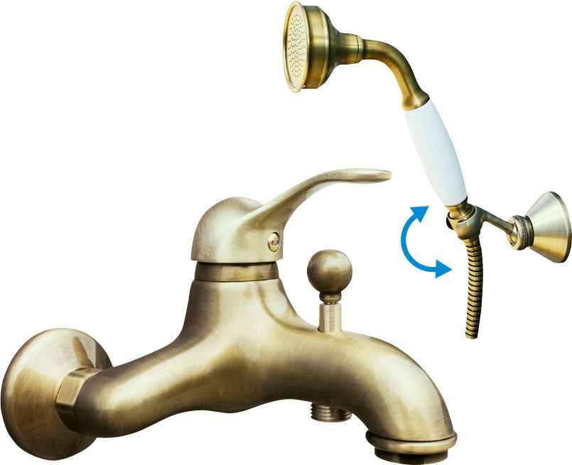 Mitigeur baignoire LABE en laiton avec douchette à support pivotant clicktofournisseur.com