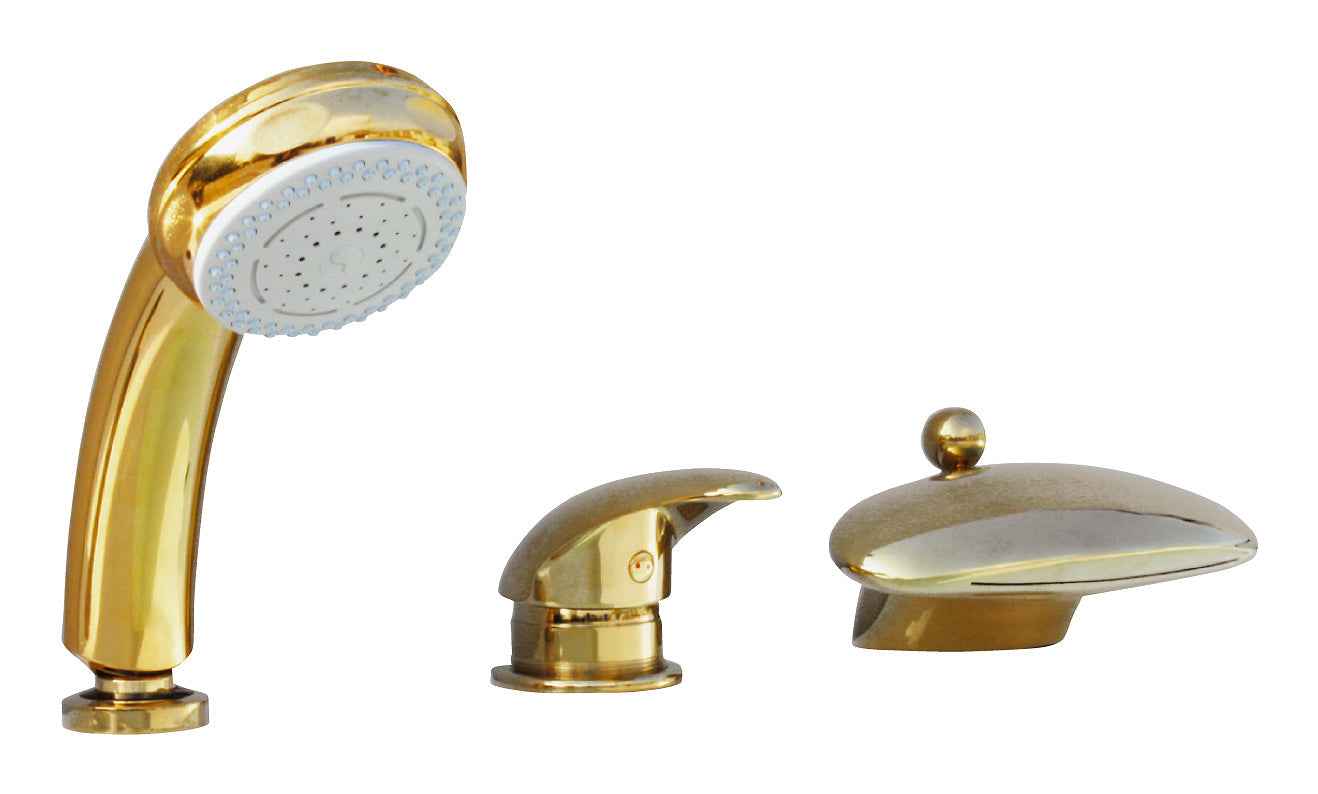 Mitigeur baignoire à cascade danube 3 trous or avec inverseur - Clicktofournisseur.com