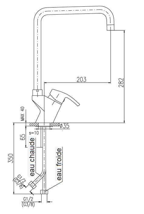 Mitigeur évier rio pivotant carré en chrome - Clicktofournisseur.com