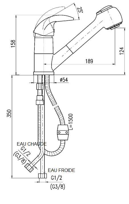 Mitigeur évier VLATAVA avec douchette extractible clicktofournisseur.com