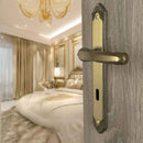 2 poignées de porte sur plaque ISABELLA, Entrée de clé pour chambre, Finition laiton patiné, Entraxe standard 195 mm