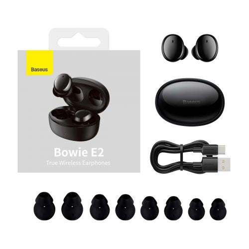 Écouteurs Bluetooth Baseus Bowie E2 BT 5.2, synchronisation AV TWS, faible latence, IP55, noir (NGTW090001)