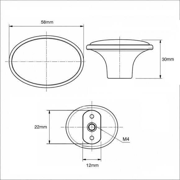 Bouton de meuble STARK, Finition nickel brillant & céramique noire