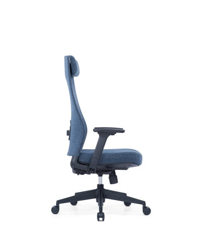 Chaise de bureau ergonomique Up Up Ankara Noir, tissu bleu