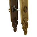 2 poignées de porte sur plaque SULLY, Verrou de condamnation pour salle de bain/WC, Finition laiton patiné aspect vieilli, Entraxe standard 195 mm