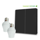 Kit interrupteur sans fil et sans pile - Bouton Double Allumage et Adaptateur douille à vis radio - OXYGEN 12 – E27 Black