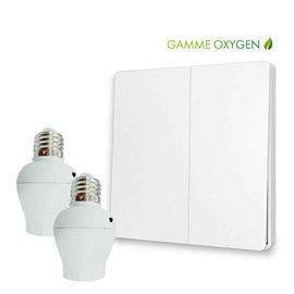 Kit interrupteur sans fil et sans pile - Bouton Double Allumage et Adaptateur douille à vis radio - OXYGEN 12 – E27