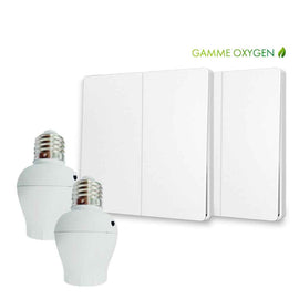 Kit interrupteur sans fil et sans pile - Bouton Double Allumage et Adaptateur douille à vis radio - OXYGEN 22 – E27